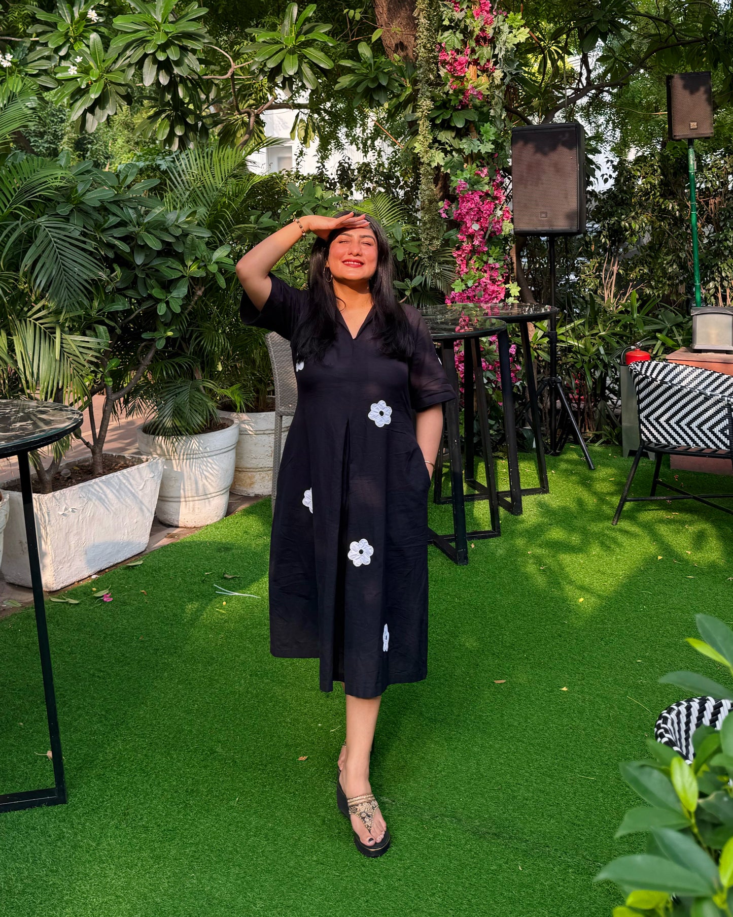 Monochrome Bloom Dress