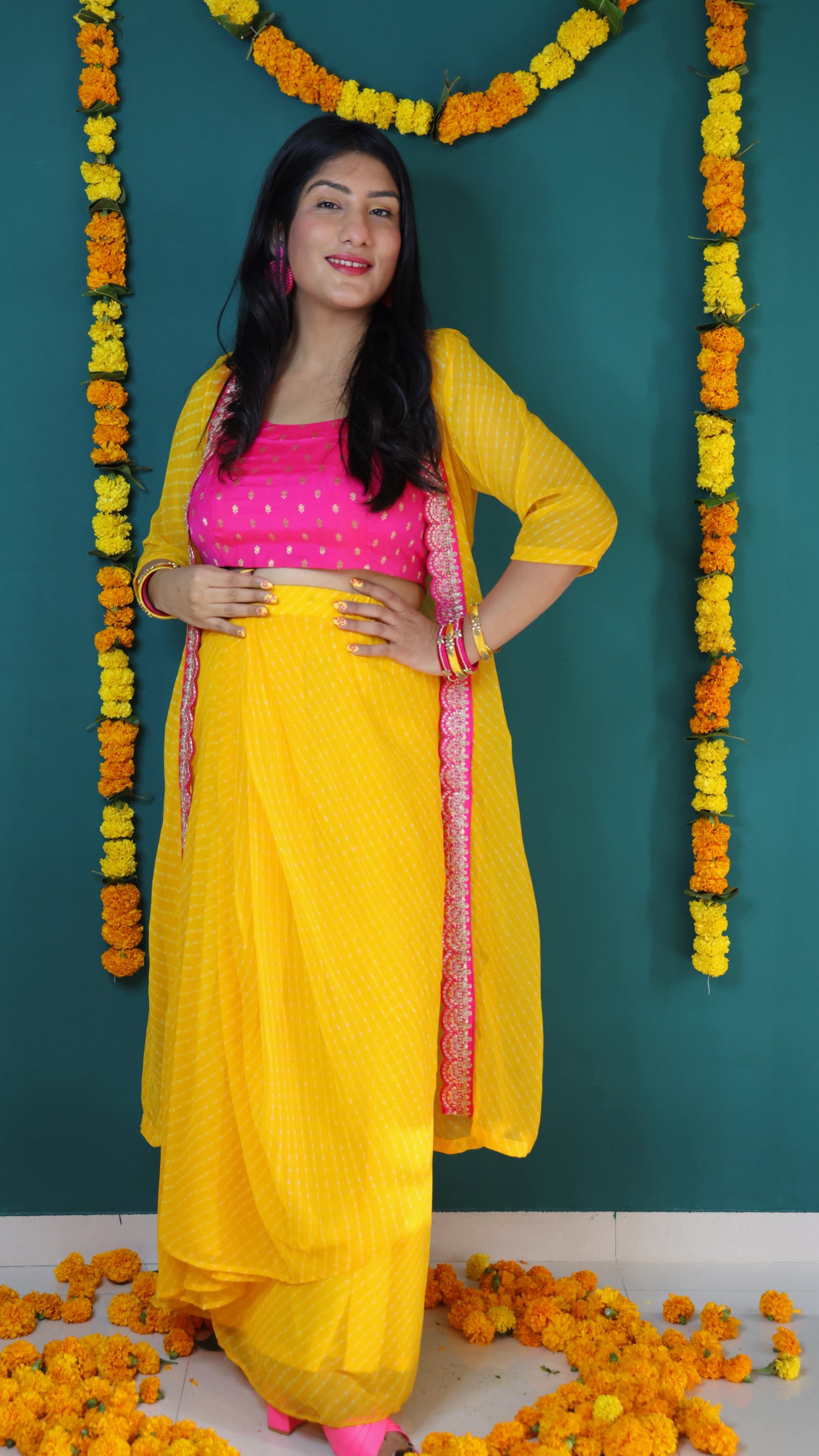 Leheriya Haldi Pink 3pc Set