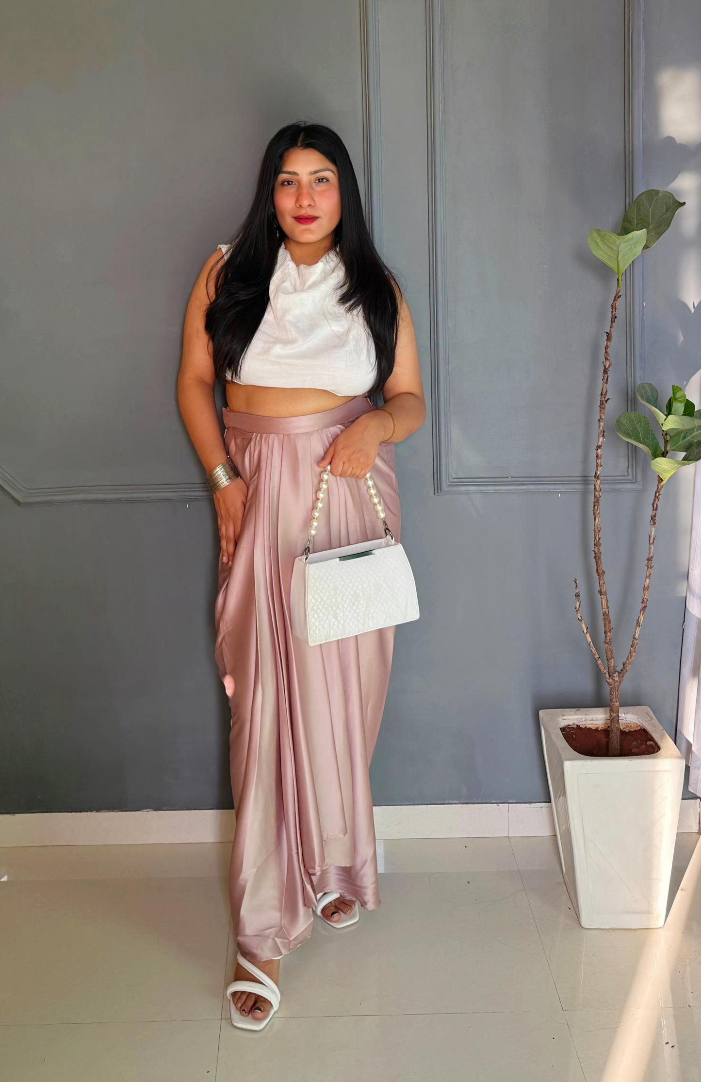 Champaign Drape Dhoti Skirt