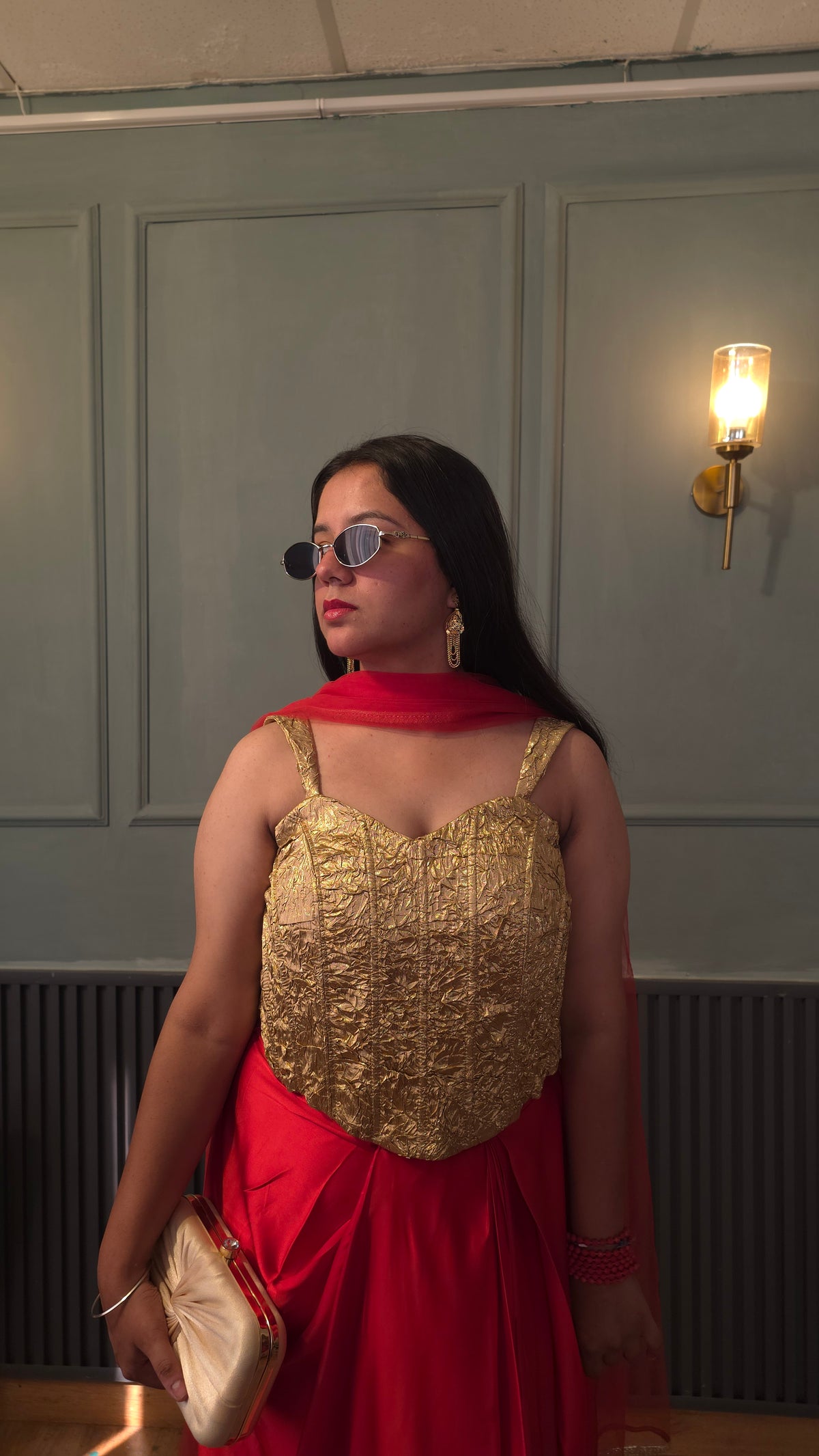 Riva Gold & Red Skirt Set ❤️✨