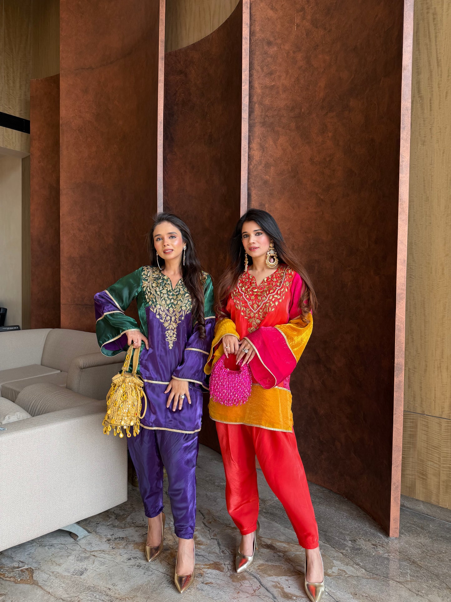 The Surya Set - Organza Kurta Set with Zari Embroidery & Statement Sleeves