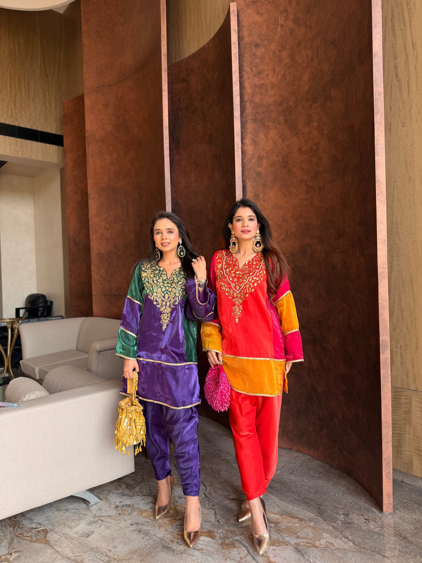 The Surya Set - Organza Kurta Set with Zari Embroidery & Statement Sleeves