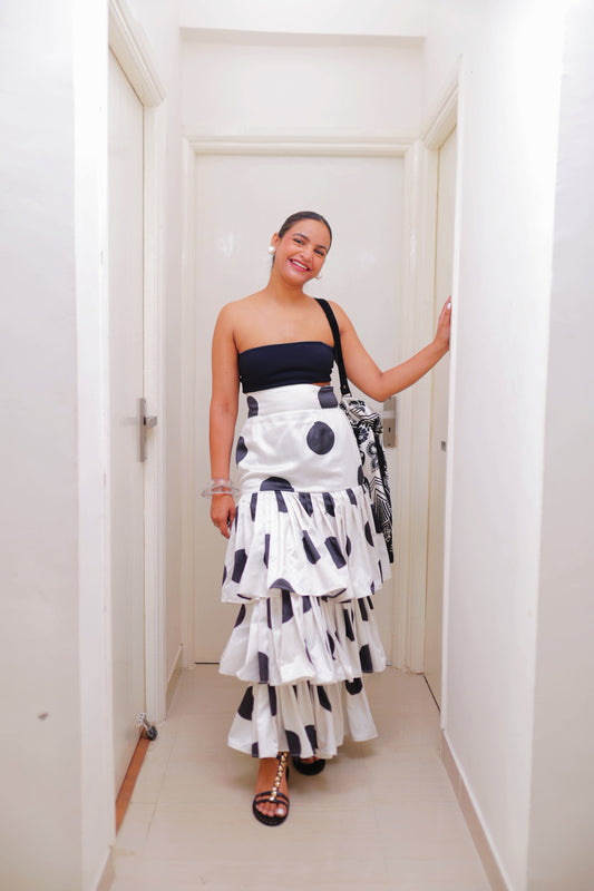 Whimsy Polka Dot Ruffle Tier Skirt