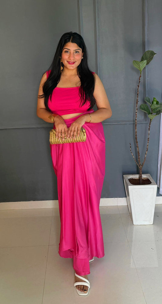 Pretty Pink Drape Dhoti Skirt