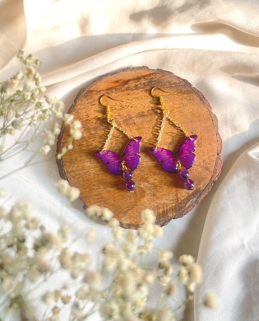 Protection Activation Amethyst Butterfly Earrings