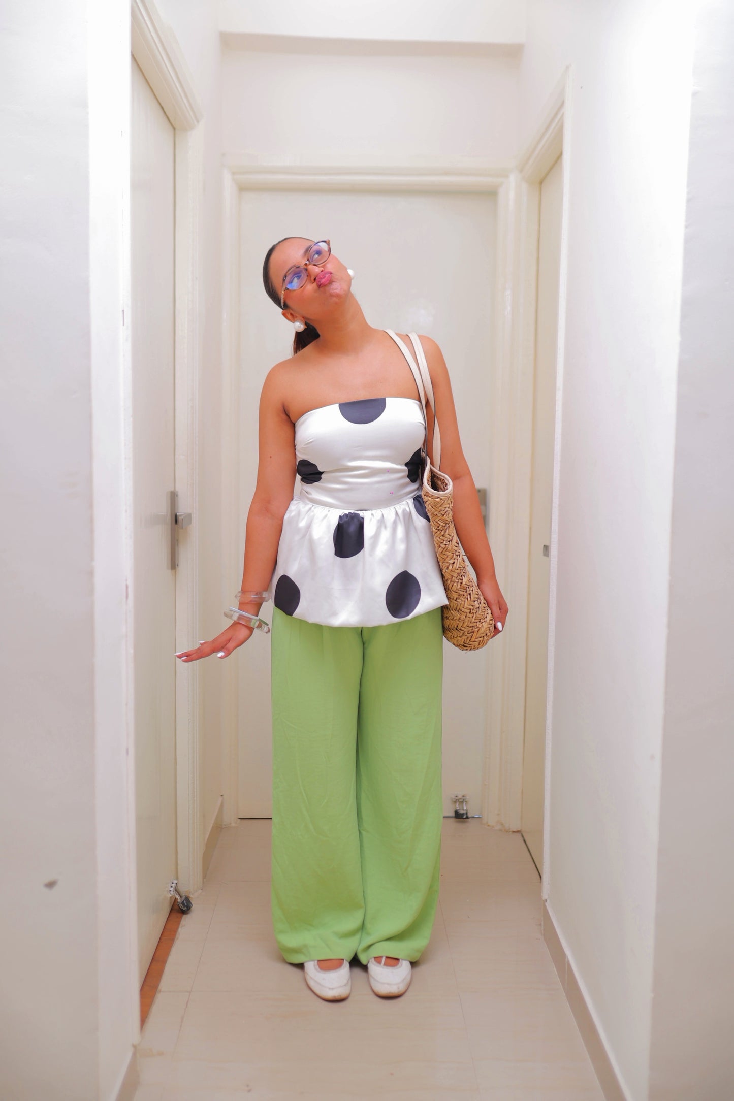 Polka Princess Satin Peplum Top