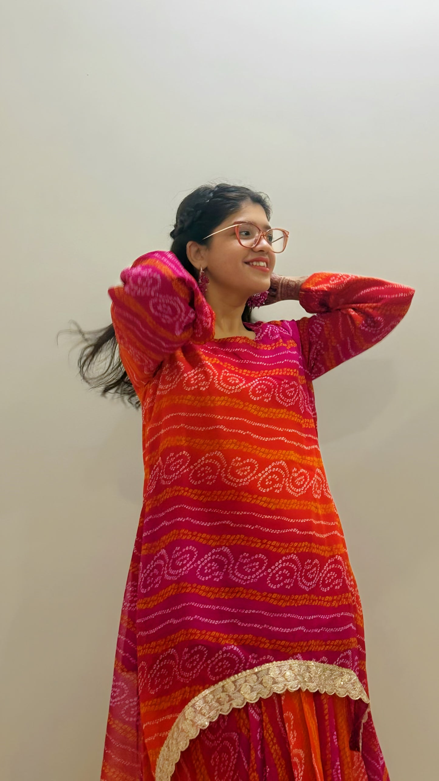 Bandhani Kaftan Set With Dhoti Drape Skirt – The Festive Bloom