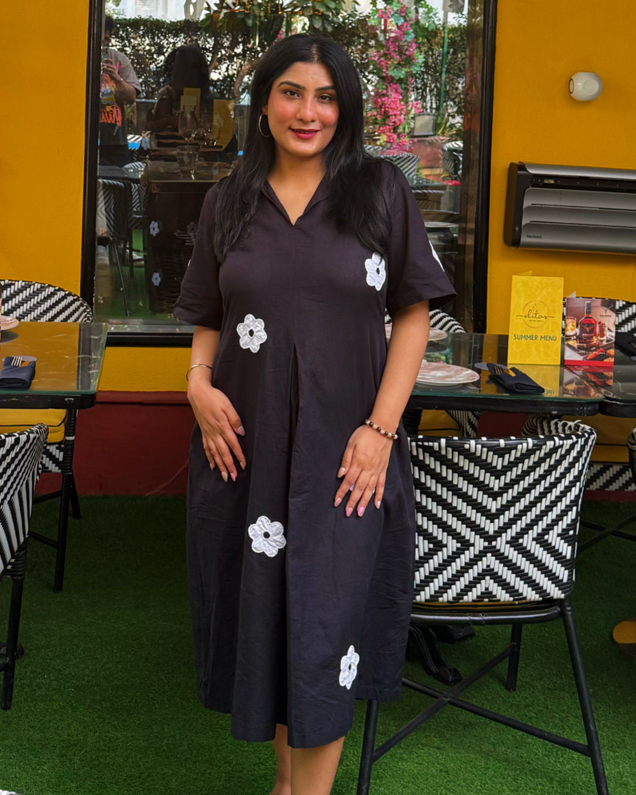 Monochrome Bloom Dress
