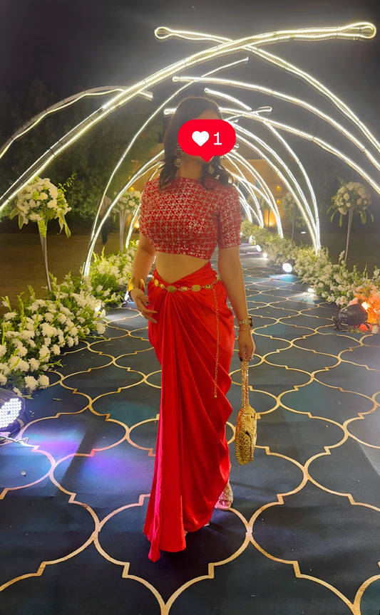 Egyptian Style Drape Skirt Set in Red ❤️