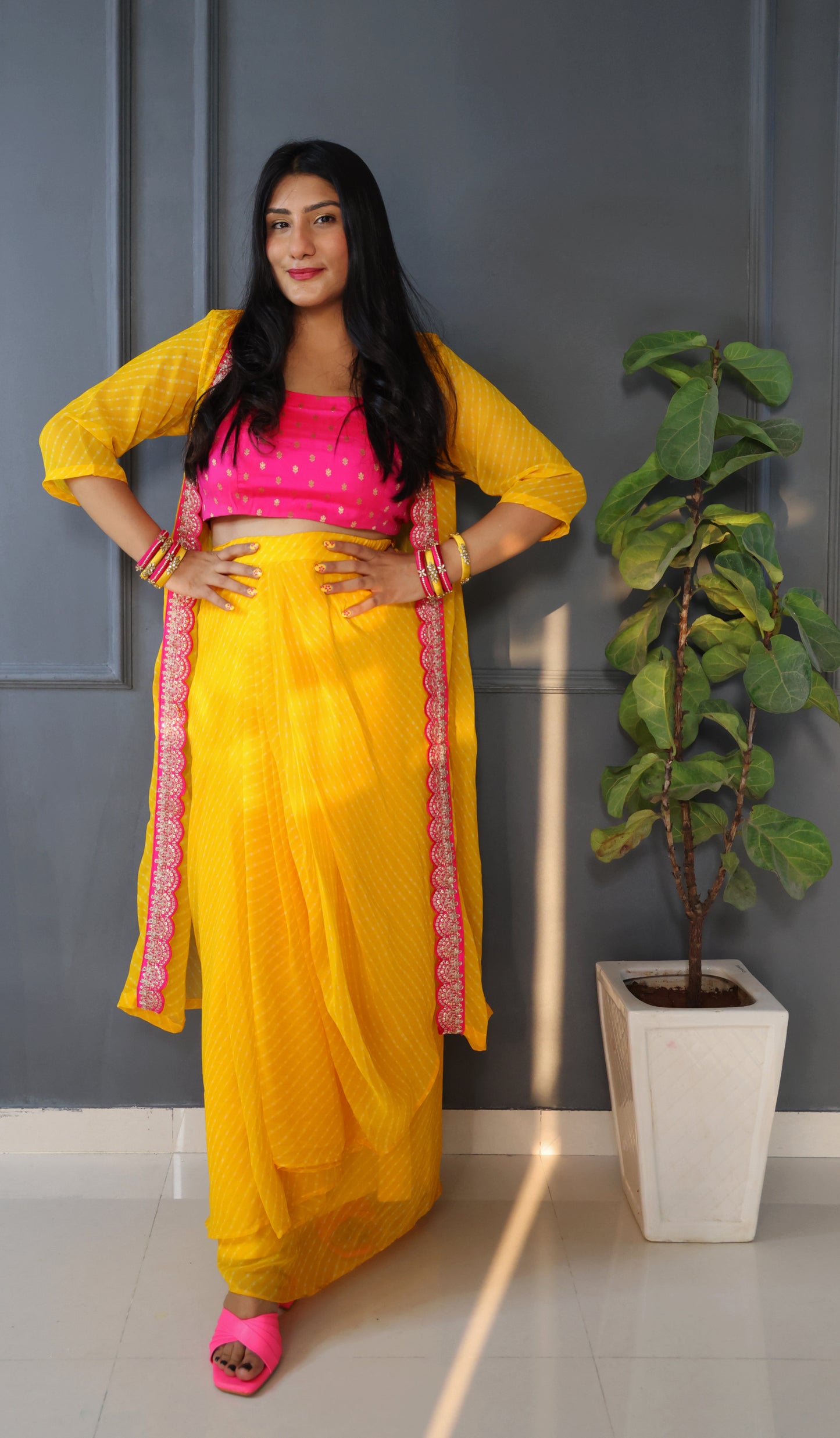 Leheriya Haldi Pink 3pc Set