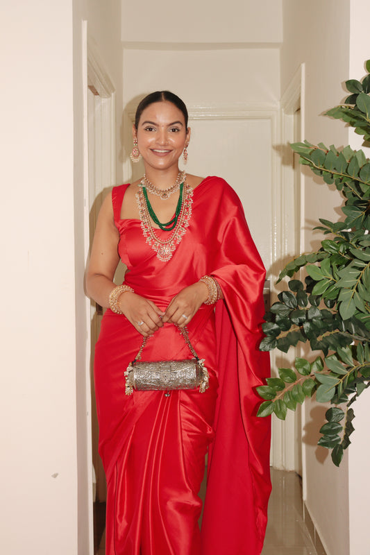 Red Royale Pre-draped Saree