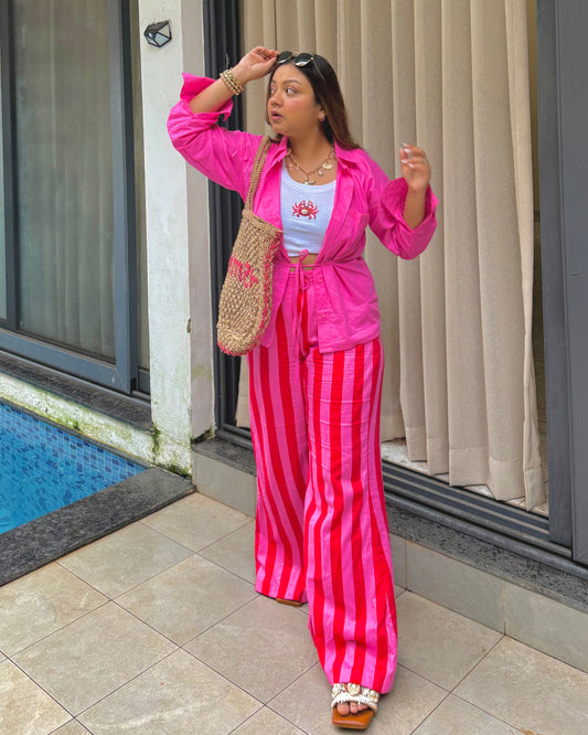 Hot Pink Striped Pajama Pants