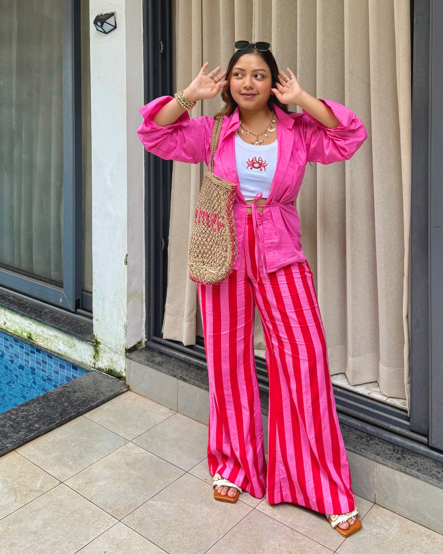 Hot Pink Striped Pajama Pants