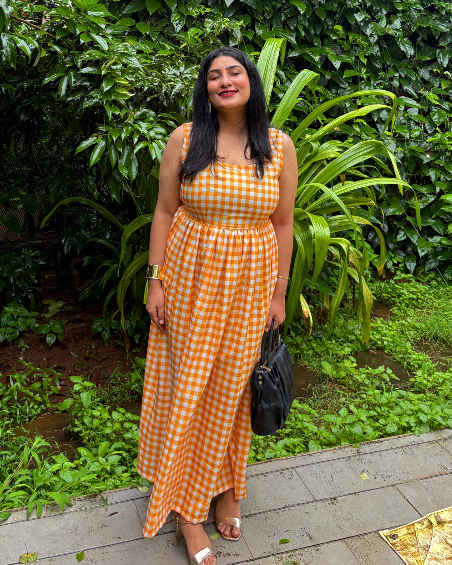 Golden Hour Gingham Maxi