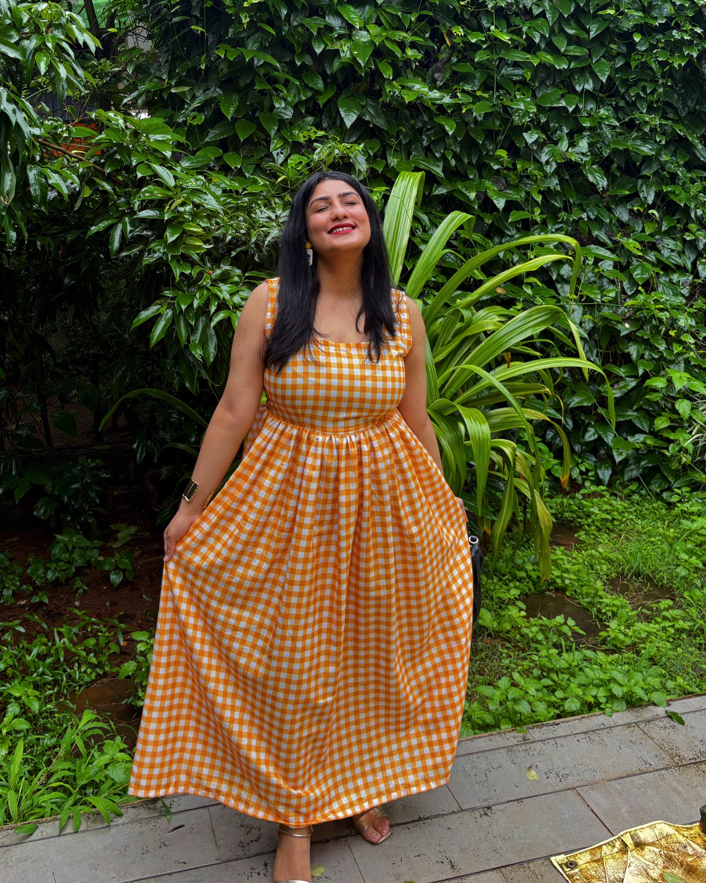 Golden Hour Gingham Maxi