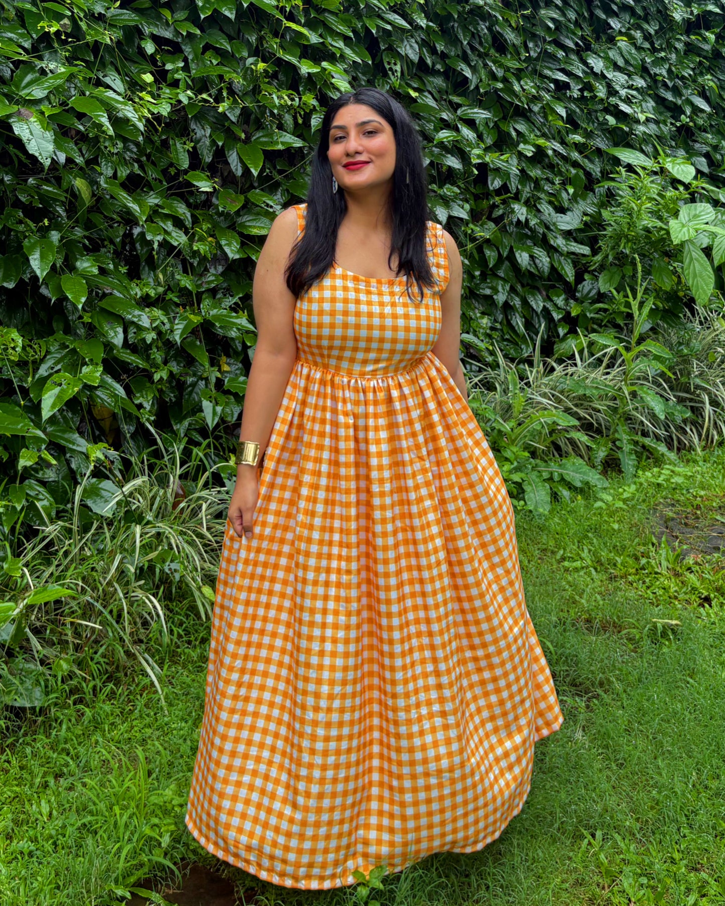 Golden Hour Gingham Maxi
