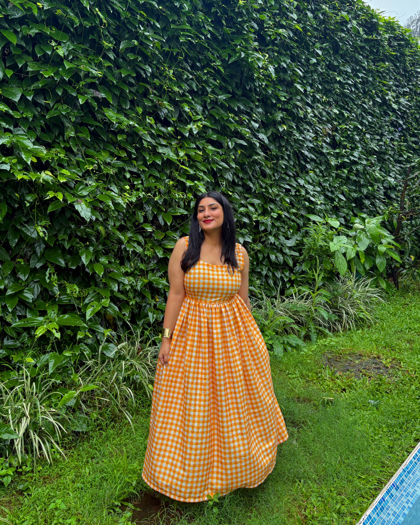 Golden Hour Gingham Maxi