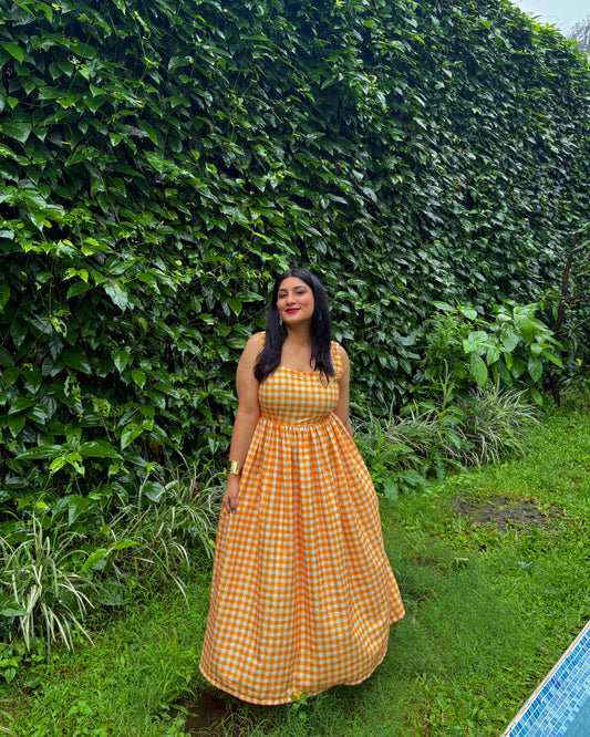 Golden Hour Gingham Maxi