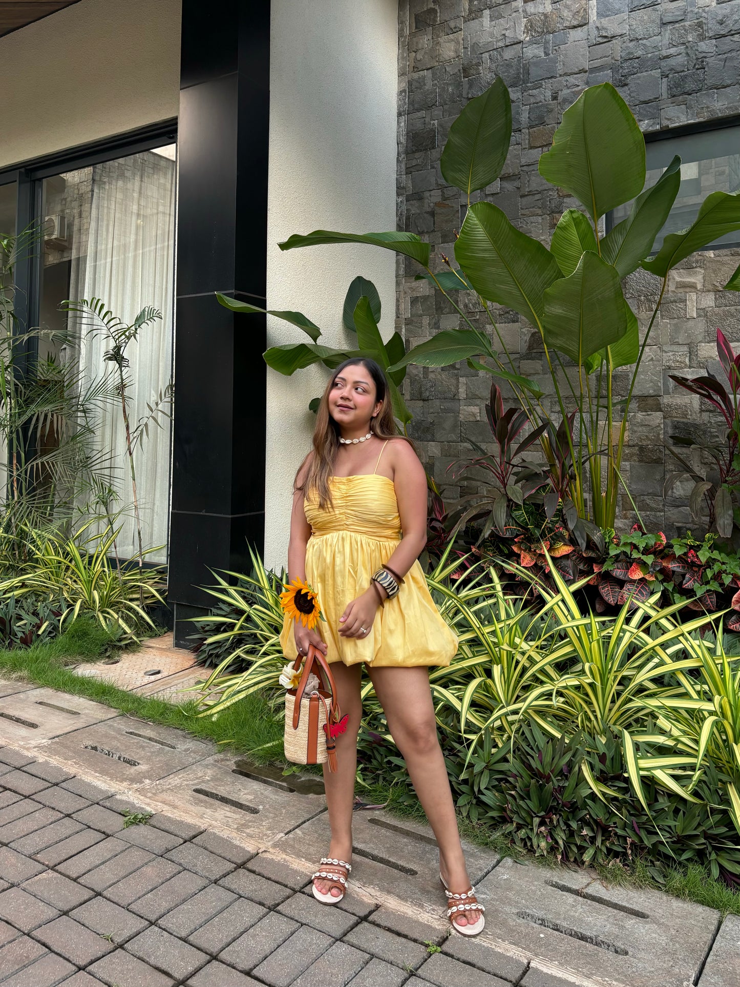 Pretty Yellow Butter Beach Dress